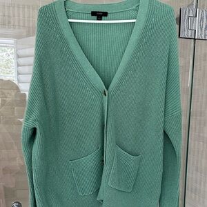 J. Crew Seafoam Green Knit V-Neck Cardigan